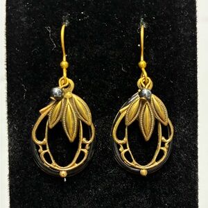 Gold/Black dangle earrings